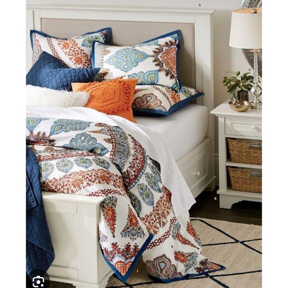 Pottery Barn Aurora Medallion Queen / Full Duvet Multicolored cotton 92 X 88" - Picture 1 of 16